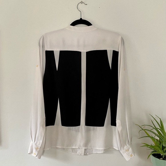 Vintage Bodice Pattern B&W Button Up Shirt - Picture 2 of 3